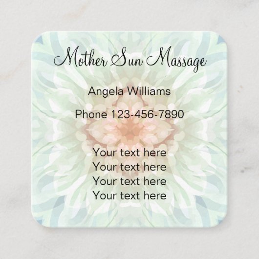禅の庭のマッサージの曼荼羅のデザイン スクエア名刺 (正面)