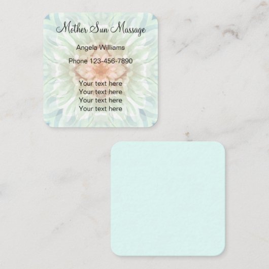 禅の庭のマッサージの曼荼羅のデザイン スクエア名刺 (正面/裏面)