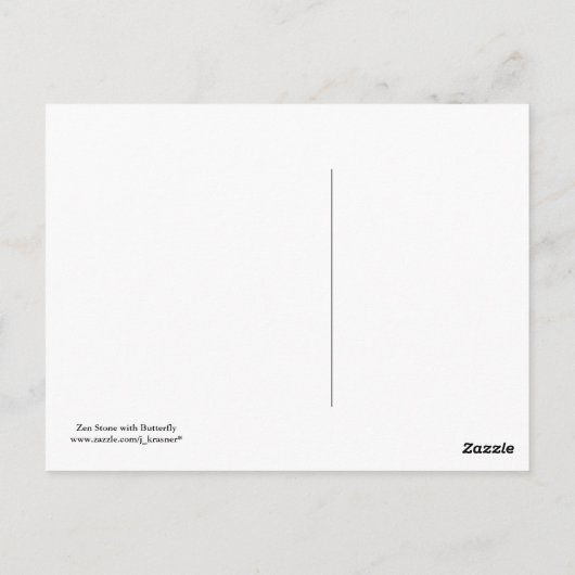 禅の庭の石のマダラチョウ ポストカード (裏面)