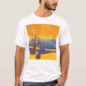 禅の桜の木抽象的な夕焼けのアート Tシャツ (正面)