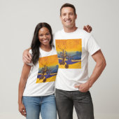 禅の桜の木抽象的な夕焼けのアート Tシャツ (ユニセックス)