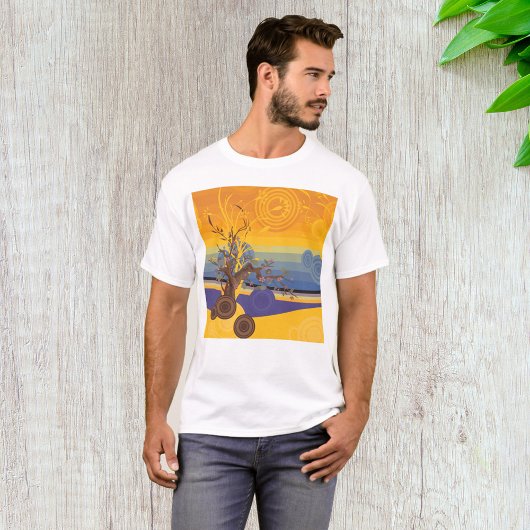 禅の桜の木抽象的な夕焼けのアート Tシャツ