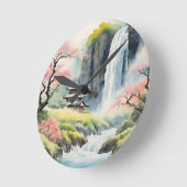 禅の水彩画の家用丸型時計 ラウンド壁時計 (傾斜)