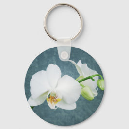 禅の白い蘭の花 キーホルダー