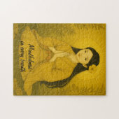 禅の瞑想アートマインドフルネスヨガイエローカスタム ジグソーパズル (横)