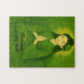 禅の瞑想アートマインドフルネスヨガグリーンカスタム ジグソーパズル (横)