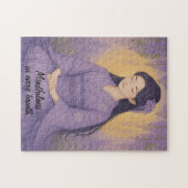 禅の瞑想アートマインドフルネスヨガパープルカスタム ジグソーパズル (横)