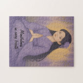 禅の瞑想アートマインドフルネスヨガパープルカスタム ジグソーパズル (横)