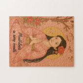 禅の瞑想アートマインドフルネスヨガピンクカスタム ジグソーパズル (横)