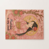 禅の瞑想アートマインドフルネスヨガピンクカスタム ジグソーパズル (横)