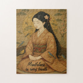 禅の瞑想アートマインドフルネスヨガブラウンカスタム ジグソーパズル