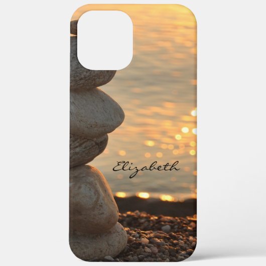 禅の石と海の夕焼け Case-Mate iPhoneケース (裏面)