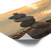 禅の石、風景、女の子のシルエット ポスター (角)