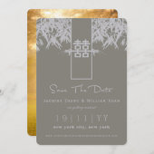 禅の竹の二重の幸中国のせ日付を保存 招待状 (正面/裏面)