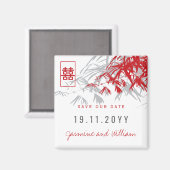 禅の竹葉の結婚式の日付を保存 マグネット (正面/裏面)