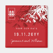 禅の竹葉の結婚式の日付を保存 マグネット (正面)