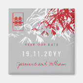 禅の竹葉の結婚式の日付を保存 マグネット (正面)