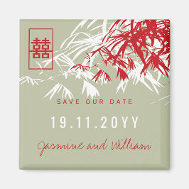 禅の竹葉の結婚式の日付を保存 マグネット