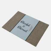 禅の素朴な天使の羽ブルーバーラッププリントdoormat ドアマット (アングル)