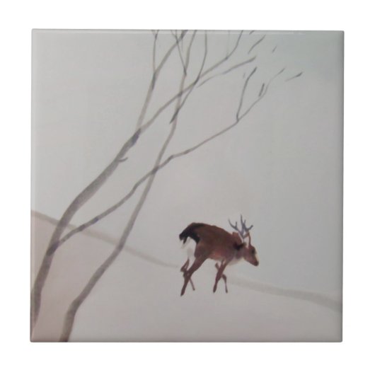 禅の絵画の雄鹿 タイル (正面)