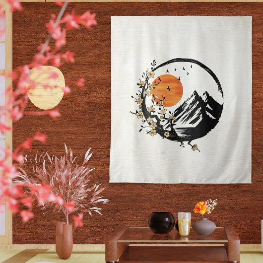 禅の花：日の出の静寂 タペストリー