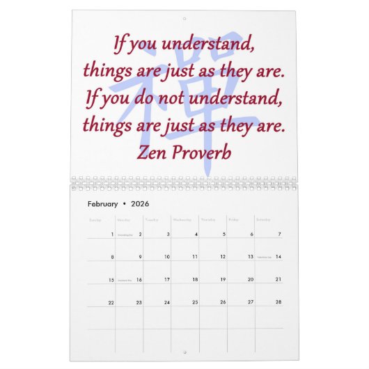 禅の諺 カレンダー (2月 2026)