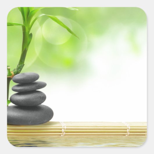 禅の静けさの水の庭は癒しの愛 スクエアシール (正面)