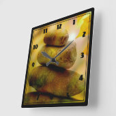 禅の黙想の石 スクエア壁時計 (傾斜)