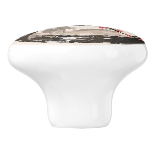 禅のEnsoの円および桜の木 セラミックノブ (側面)