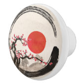 禅のEnsoの円および桜の木 セラミックノブ (右)