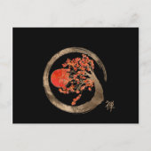 禅のEnsoの円および金桜の木 シーズンポストカード (正面)