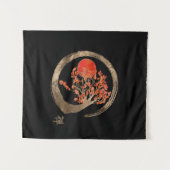 禅のEnsoの円および金桜の木 タペストリー (正面(横))