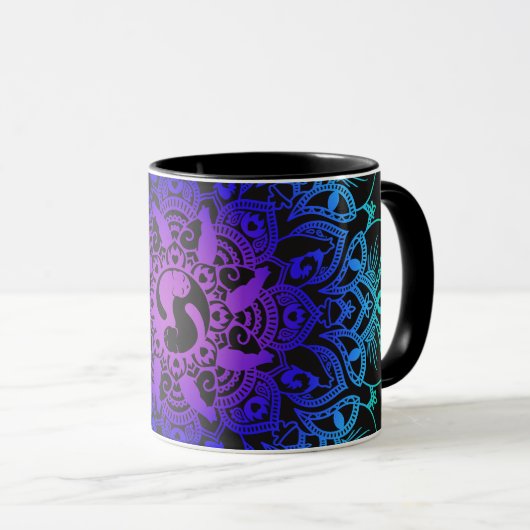 禅のHennaの曼荼羅のヒッピー猫 マグカップ (正面右)