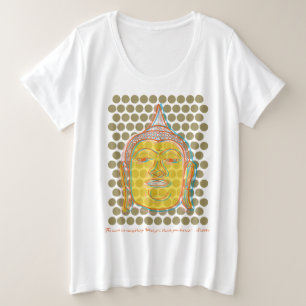 禅アジアの黄色い仏の点のオフセッモダントポップ・アートの プラスサイズTシャツ