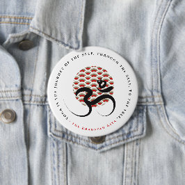 禅アジア赤日ヨガモダン書道Omオウム 缶バッジ