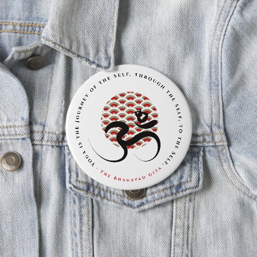 禅アジア赤日ヨガモダン書道Omオウム 缶バッジ (インサイチュ)