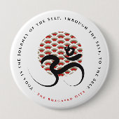 禅アジア赤日ヨガモダン書道Omオウム 缶バッジ (正面)