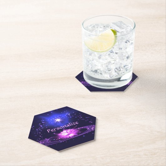 禅エレガント紫色のクリスタル蓮の花 ペーパーコースター (インサイチュ)