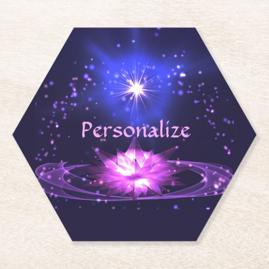 禅エレガント紫色のクリスタル蓮の花 ペーパーコースター (正面)