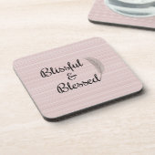 禅エンジェル羽ホワイトピンクのストライプコースター コースター (左側)