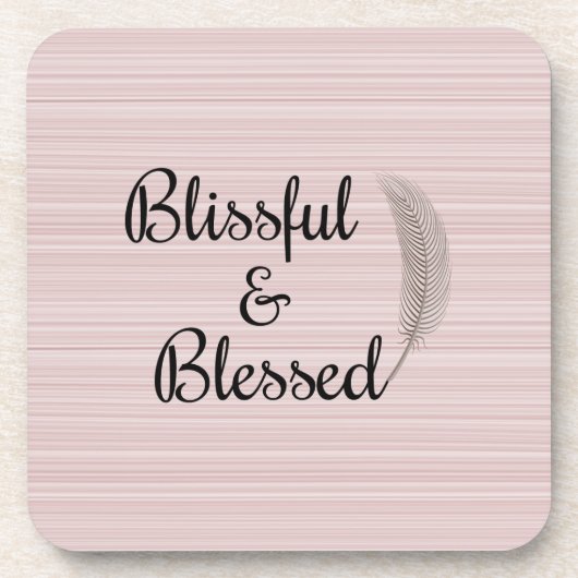 禅エンジェル羽ホワイトピンクのストライプコースター コースター (正面)