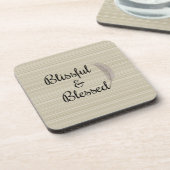 禅エンジェル羽ホワイトベージュのストライプコースター コースター (左側)