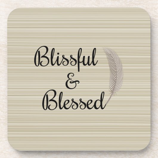 禅エンジェル羽ホワイトベージュのストライプコースター コースター (正面)