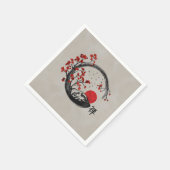 禅エンソサークルと桜ブランチ スタンダードカクテルナプキン (角)