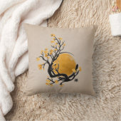 禅エンソサークルゴールデンサンと桜花 クッション (ブランケット)