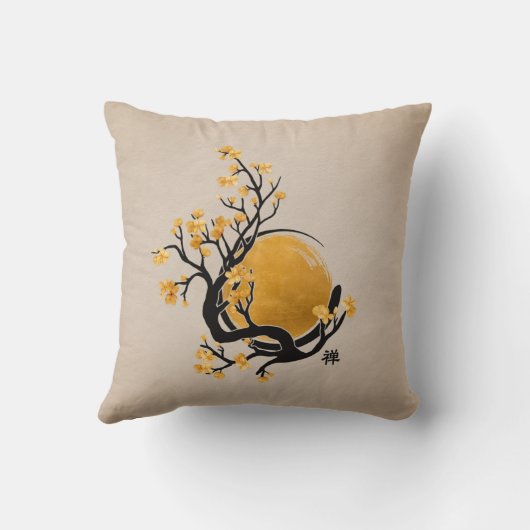 禅エンソサークルゴールデンサンと桜花 クッション (裏面)