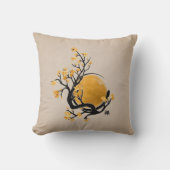 禅エンソサークルゴールデンサンと桜花 クッション (正面)