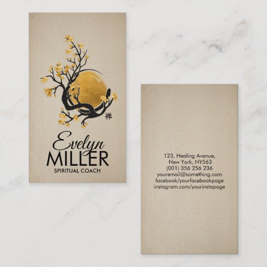 禅エンソサークルゴールデンサンと桜花 名刺 (正面/裏面)