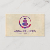 禅エンソーサークルと禅の石 – 紫の水色 名刺 (正面)