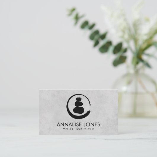 禅エンソーサークルと禅石 名刺 (スタンド正面)